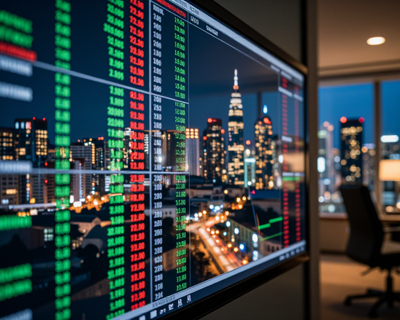Digital Stock Market Display in Seoul