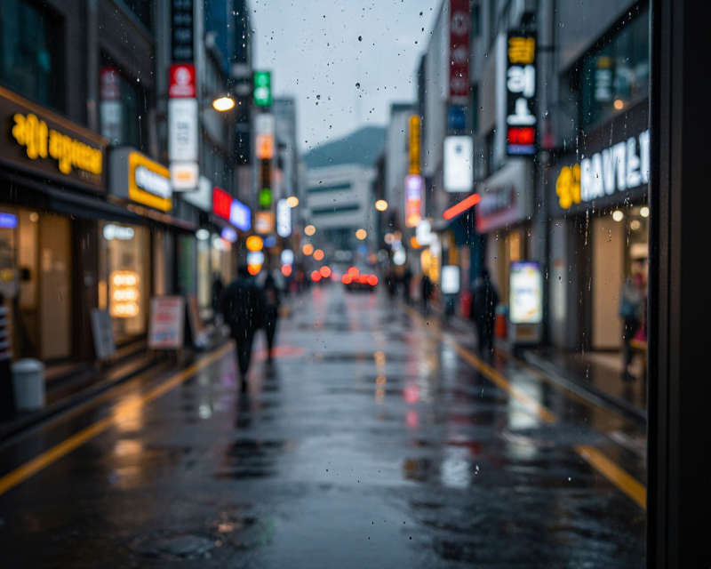 Rainy Seoul Street