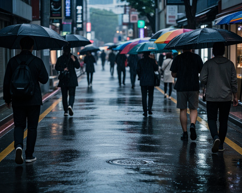 Rainy Seoul Street